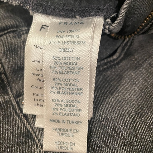 Frame Denim Le High Straight Cropped Jeans Sz 28 Charcoal Studded Frayed Hem - Picture 3 of 5